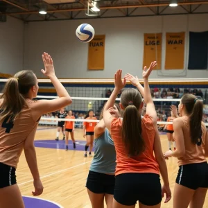 Brighton Bulldogs playing against Plymouth Wildcats in a volleyball match
