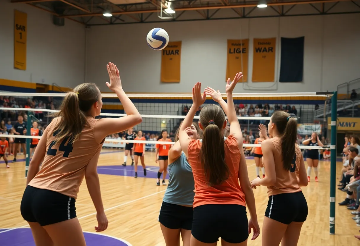 Brighton Bulldogs playing against Plymouth Wildcats in a volleyball match