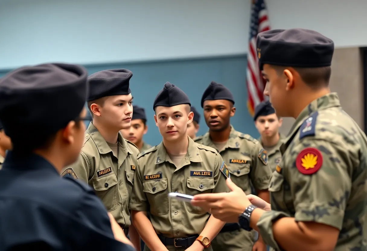 ROTC cadets participating in a training session