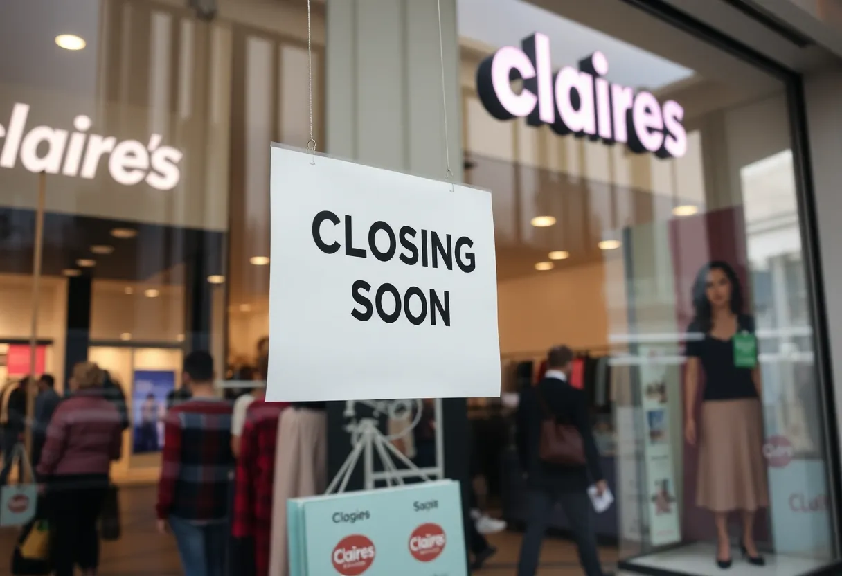 Claire's store with a 'Closing Soon' sign