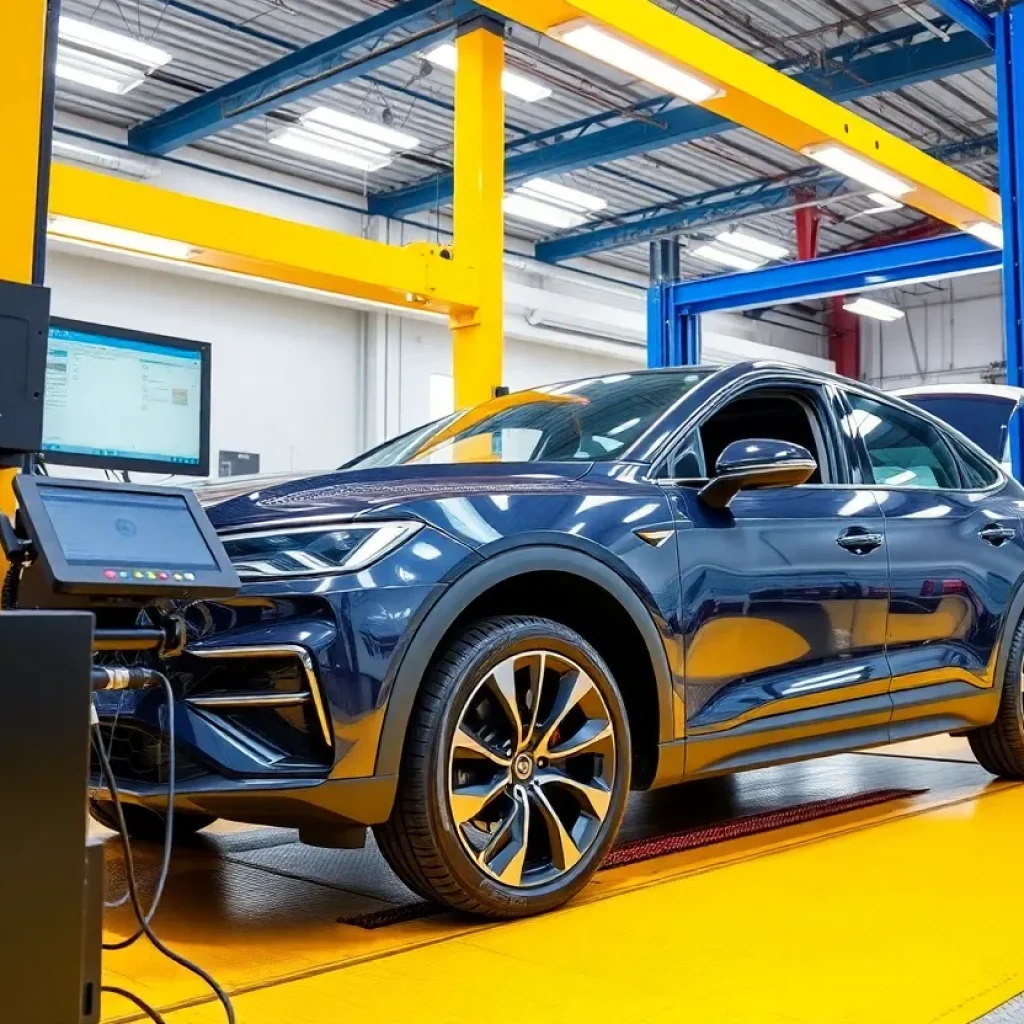 Interior view of DEKRA's automotive testing facility featuring RF certification equipment