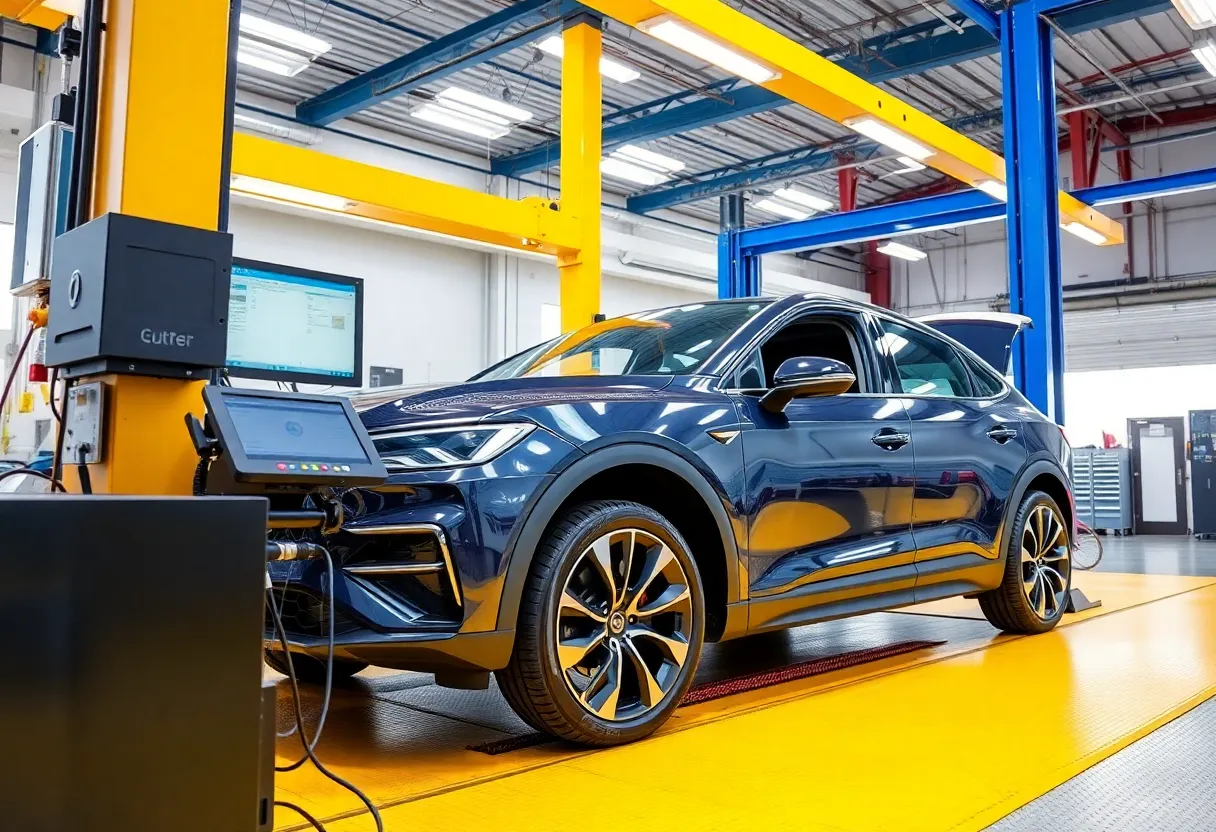 Interior view of DEKRA's automotive testing facility featuring RF certification equipment