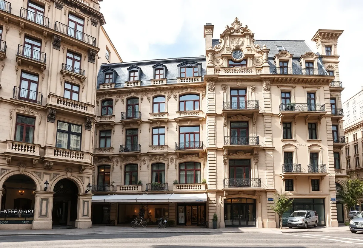 Exterior view of renovated historic apartments in Detroit