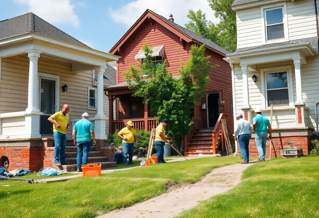 Construction workers renovating homes in Detroit