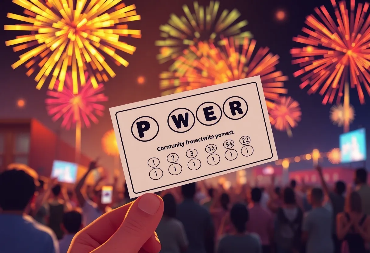 Community celebration for a Powerball winner in Detroit.