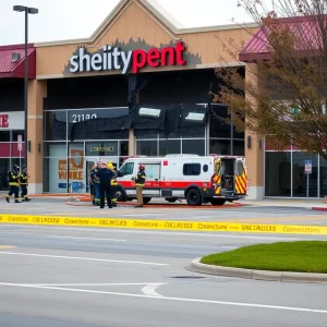 Fire damage and emergency response at Heritage Square Plaza