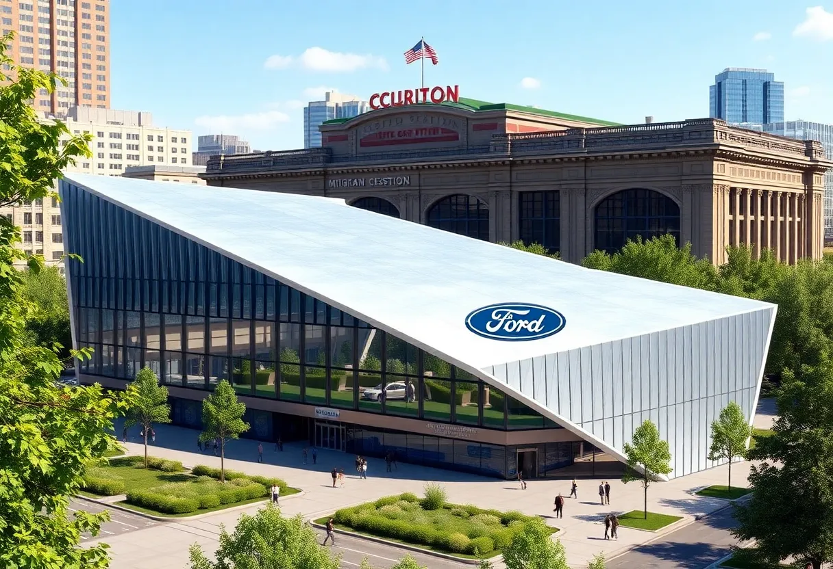 Architectural rendering of Ford's new headquarters