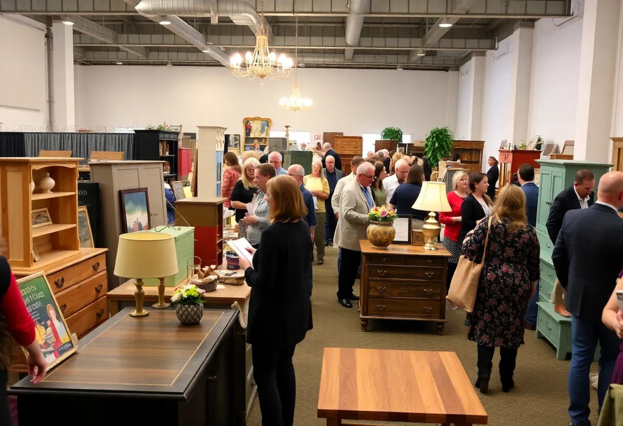 A showcase of transformed furniture at the Furniture Flip Challenge.