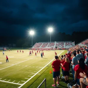 Hartland Eagles playing against Plymouth Wildcats in a high school football game.