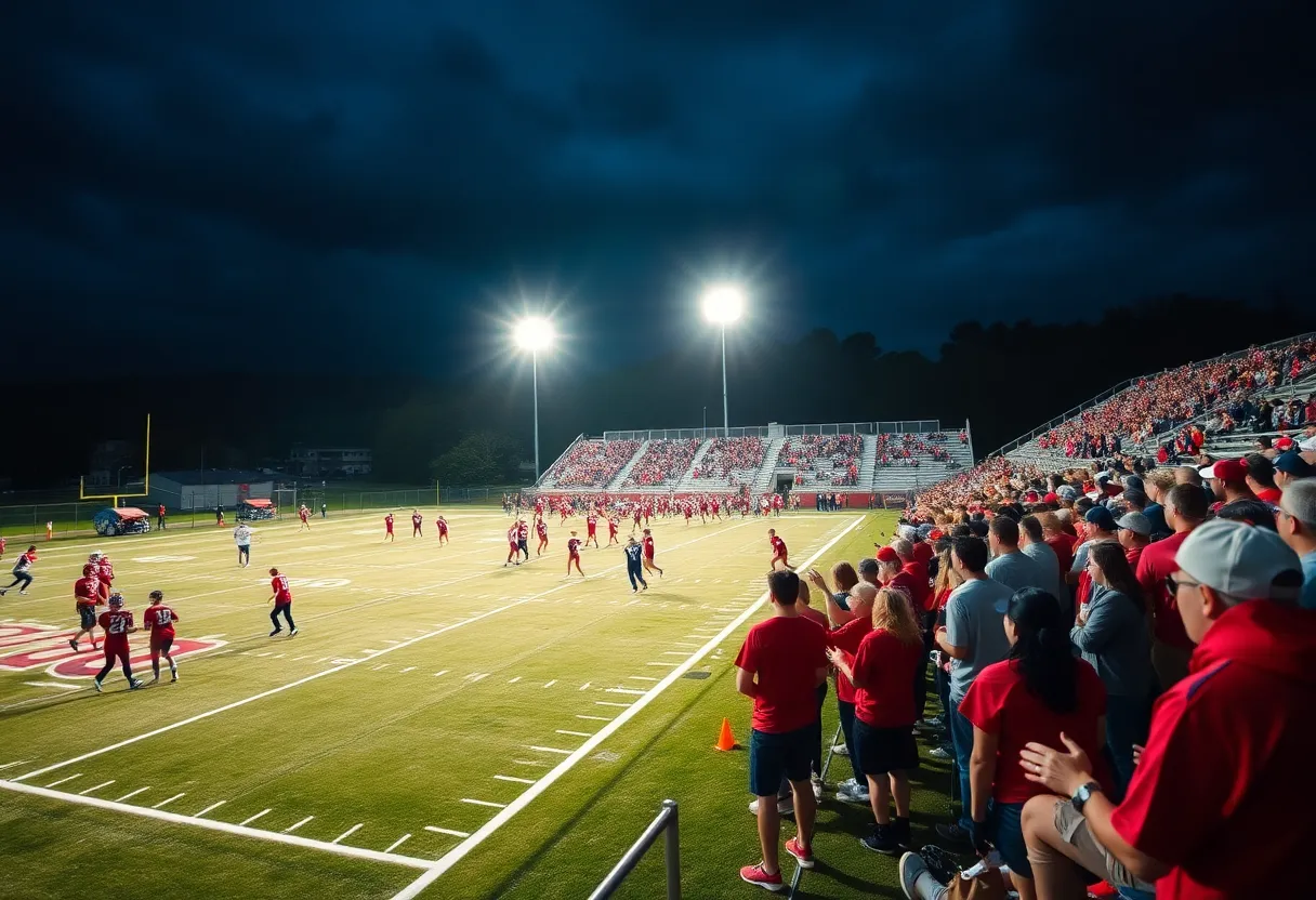 Hartland Eagles playing against Plymouth Wildcats in a high school football game.