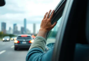 A blurred city street representing road safety issues.