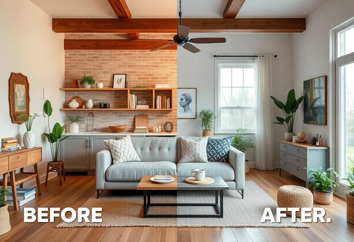 Before and after home renovation transformation