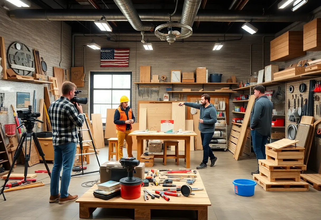 Actors auditioning for a home renovation video in a hardware store.