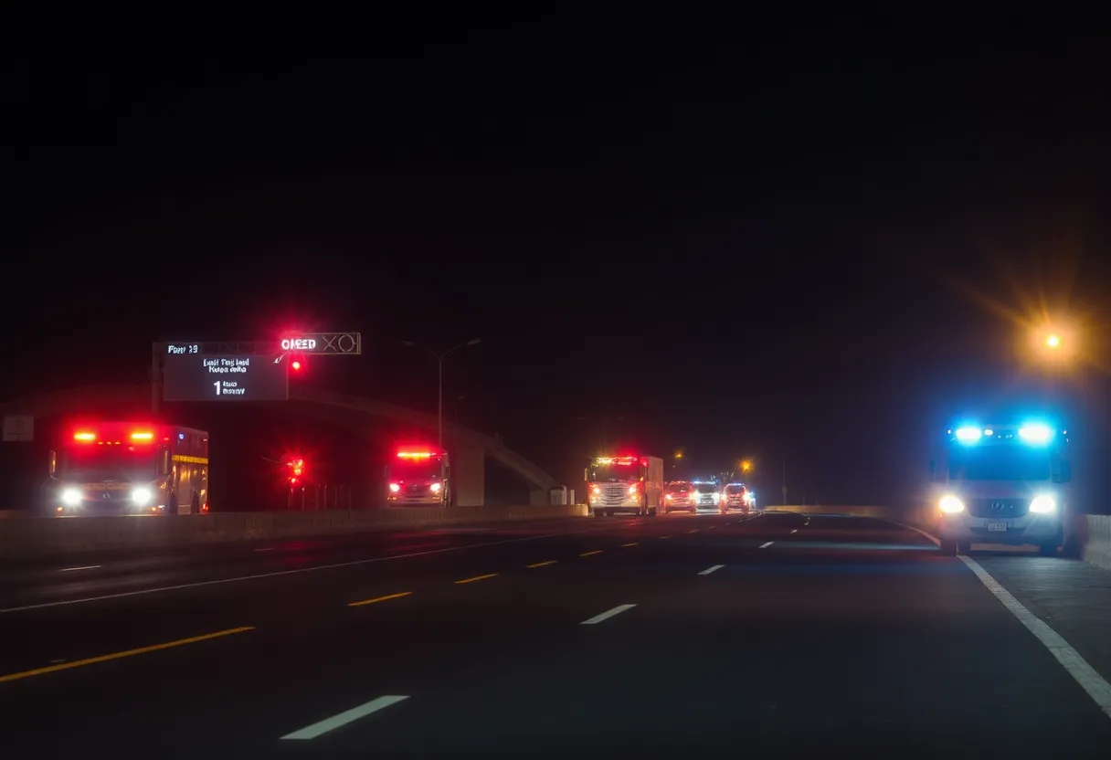 Emergency responders at the scene of a highway accident