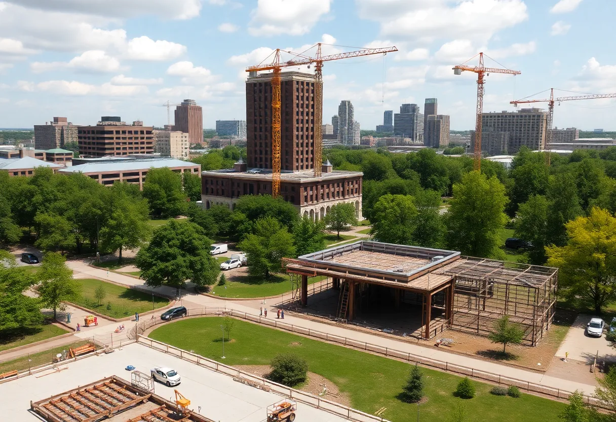 Construction site at Marygrove Conservancy, Detroit