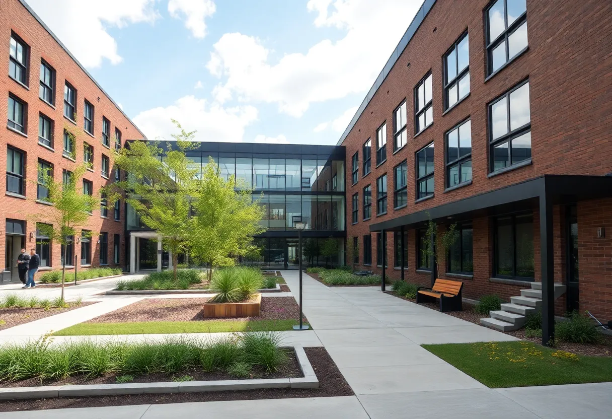 Rendering of Kresge Foundation's new headquarters in Detroit with community features