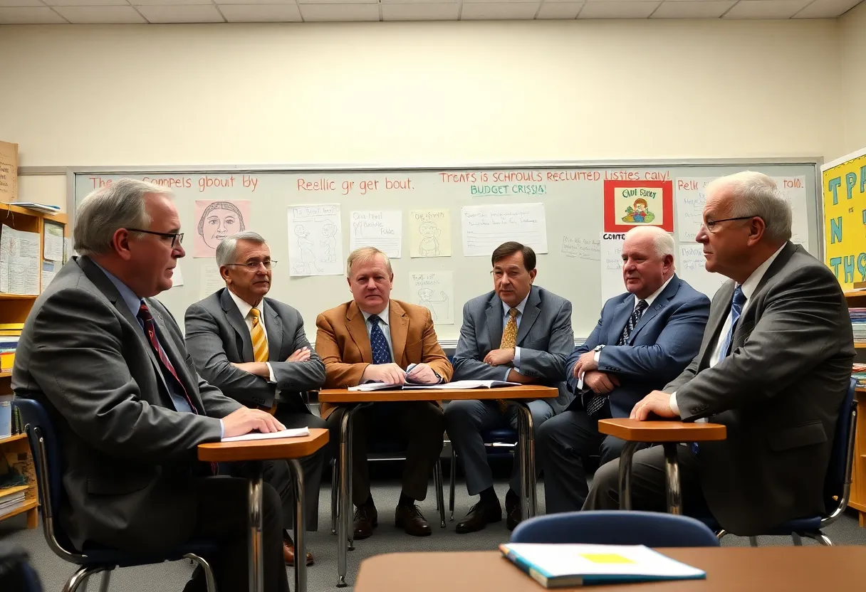 Superintendents discussing Michigan school budget crisis