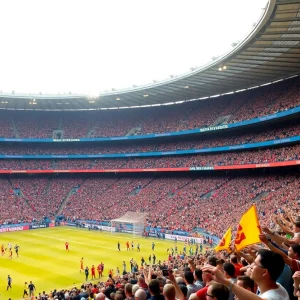 Middlesbrough fans celebrating in the stadium during a Championship match