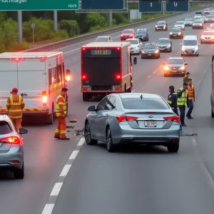 Emergency responders at a multi-vehicle collision on US 23