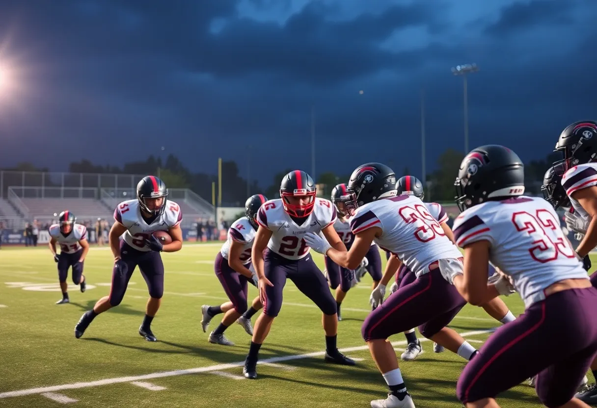 Northville High School football team during an intense game