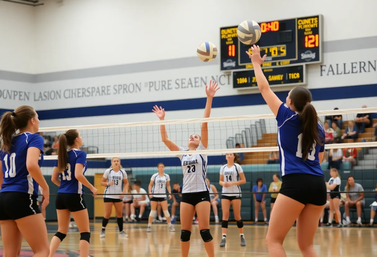 Volleyball players from PCA and CSPA in a thrilling match