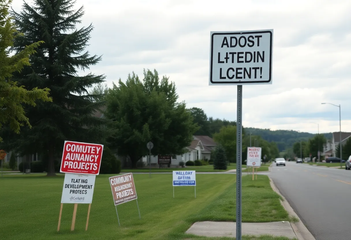 View of Plymouth Township showcasing community signs and nature