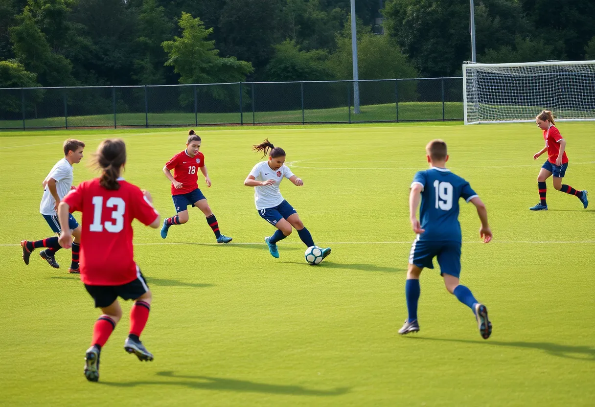 Plymouth Wildcats competing in a high school soccer match