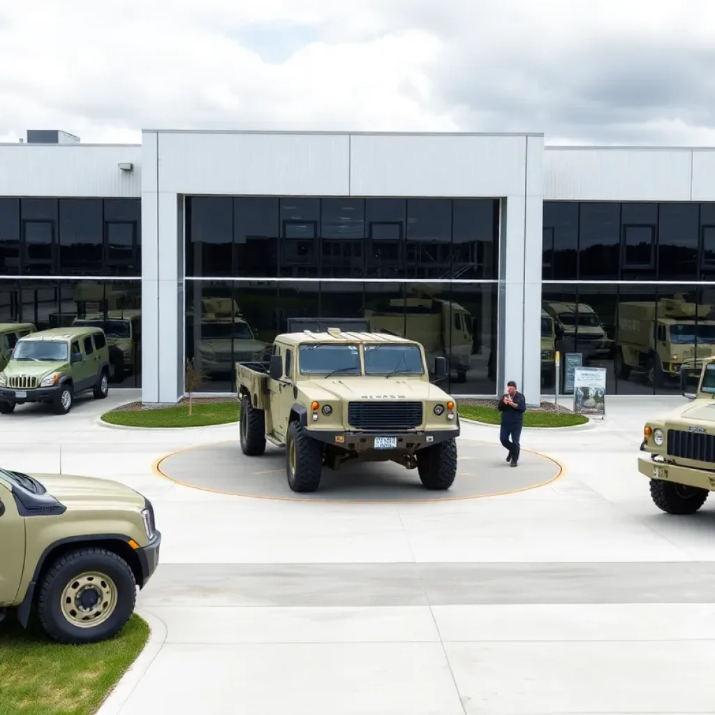Exterior view of American Rheinmetall's new headquarters in Auburn Hills, Michigan