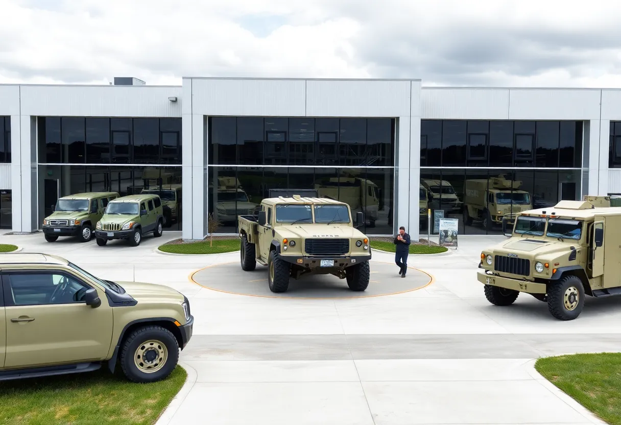 Exterior view of American Rheinmetall's new headquarters in Auburn Hills, Michigan