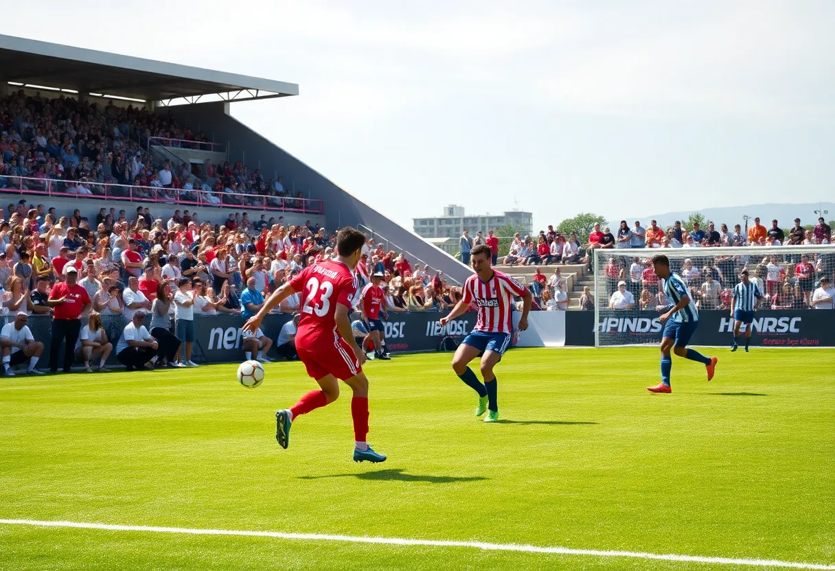 Soccer players from Jackson Christian and Plymouth Christian in a match