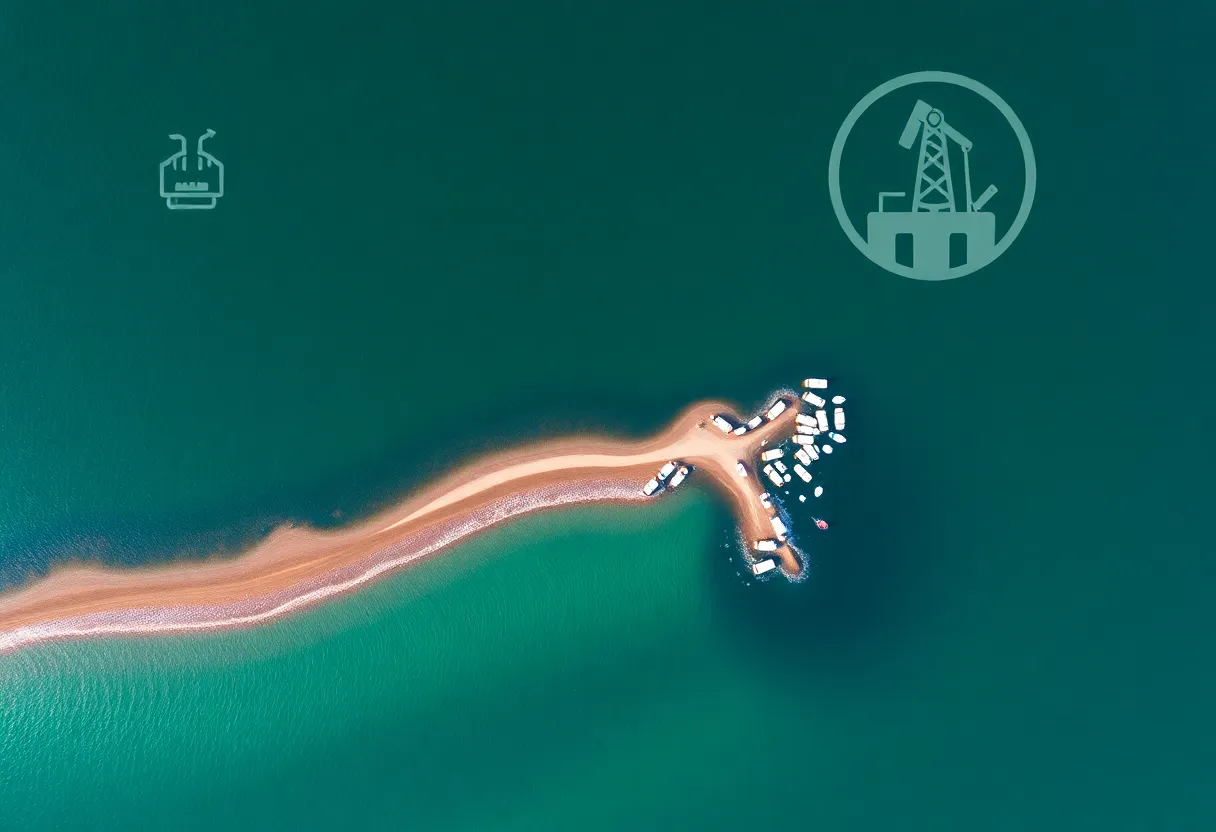 Aerial view of the Straits of Mackinac illustrating environmental concerns