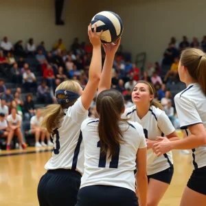 Wayne Memorial High School volleyball team during a match against Plymouth Wildcats