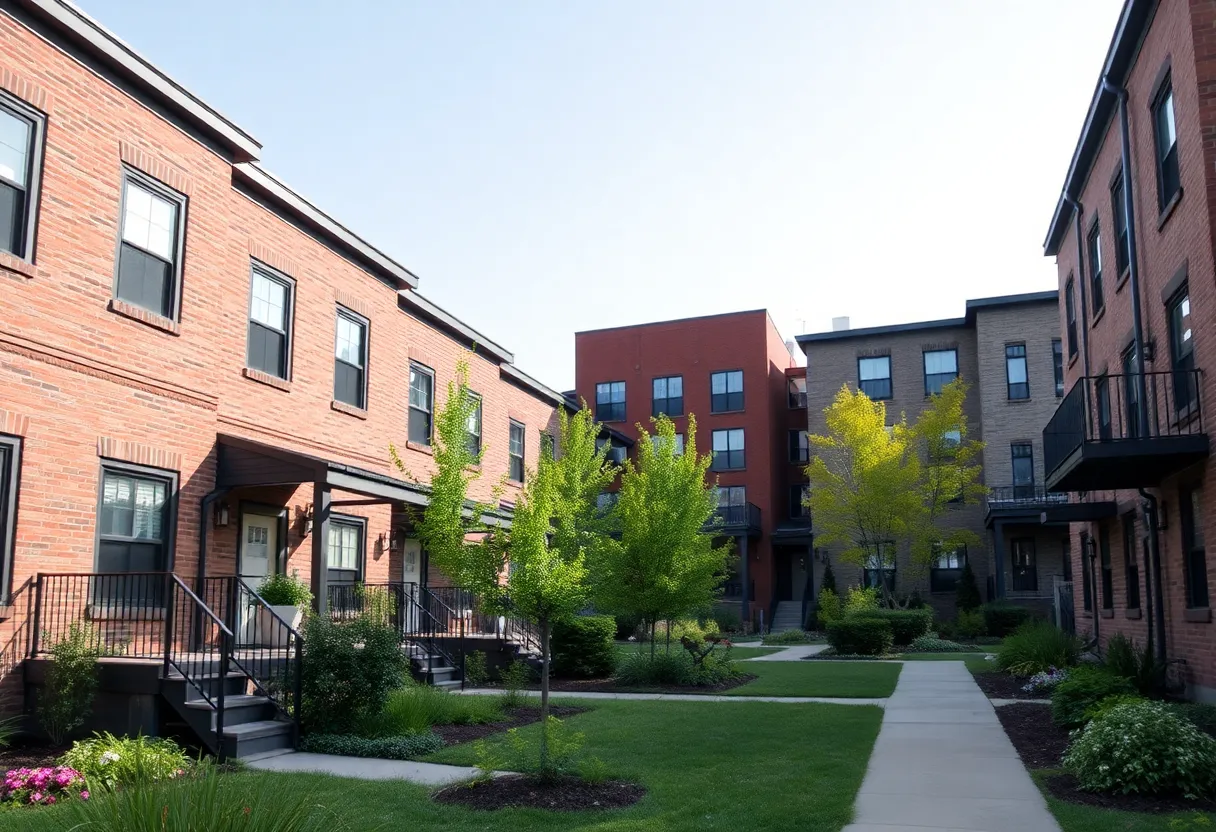 Illustration of affordable housing construction in a Detroit neighborhood