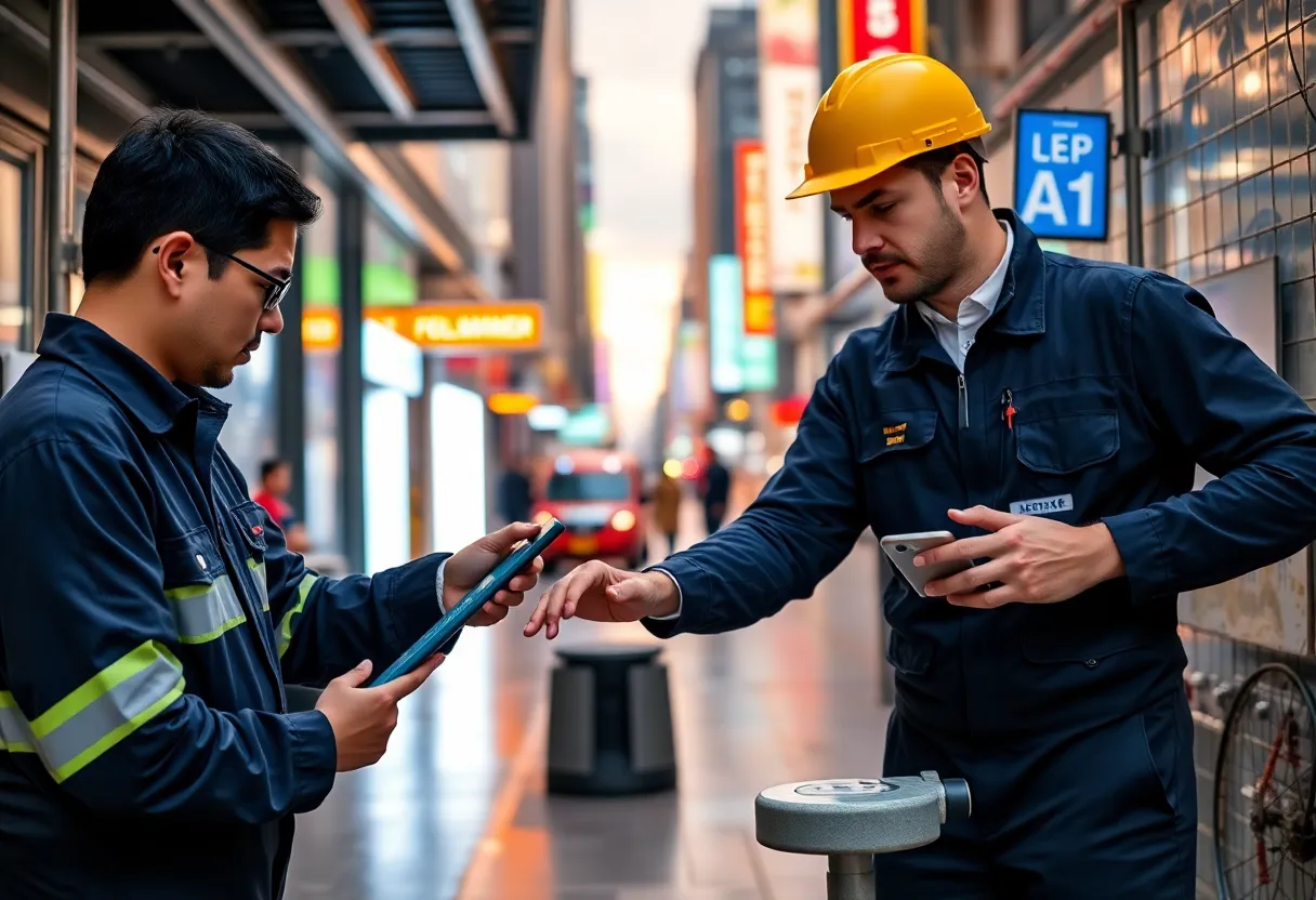 Plumbing professionals utilizing AI tools in home renovation.