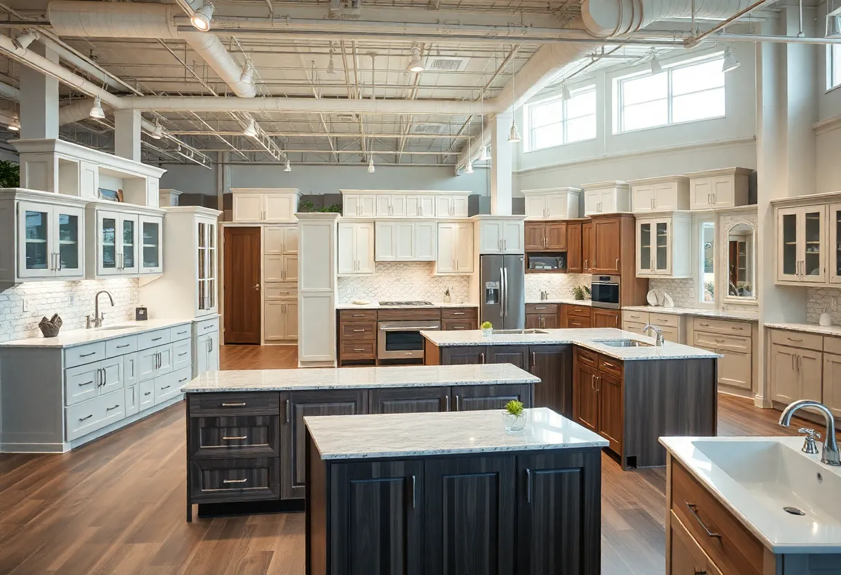 Interior of the Cabinets To Go showroom featuring kitchen cabinets and bathroom vanities
