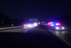 Interstate 275 at night with emergency lights