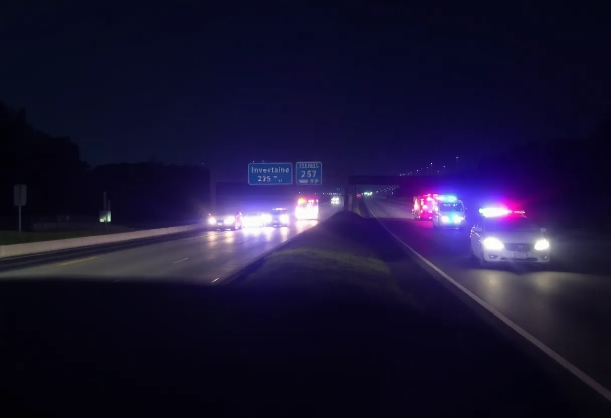 Interstate 275 at night with emergency lights