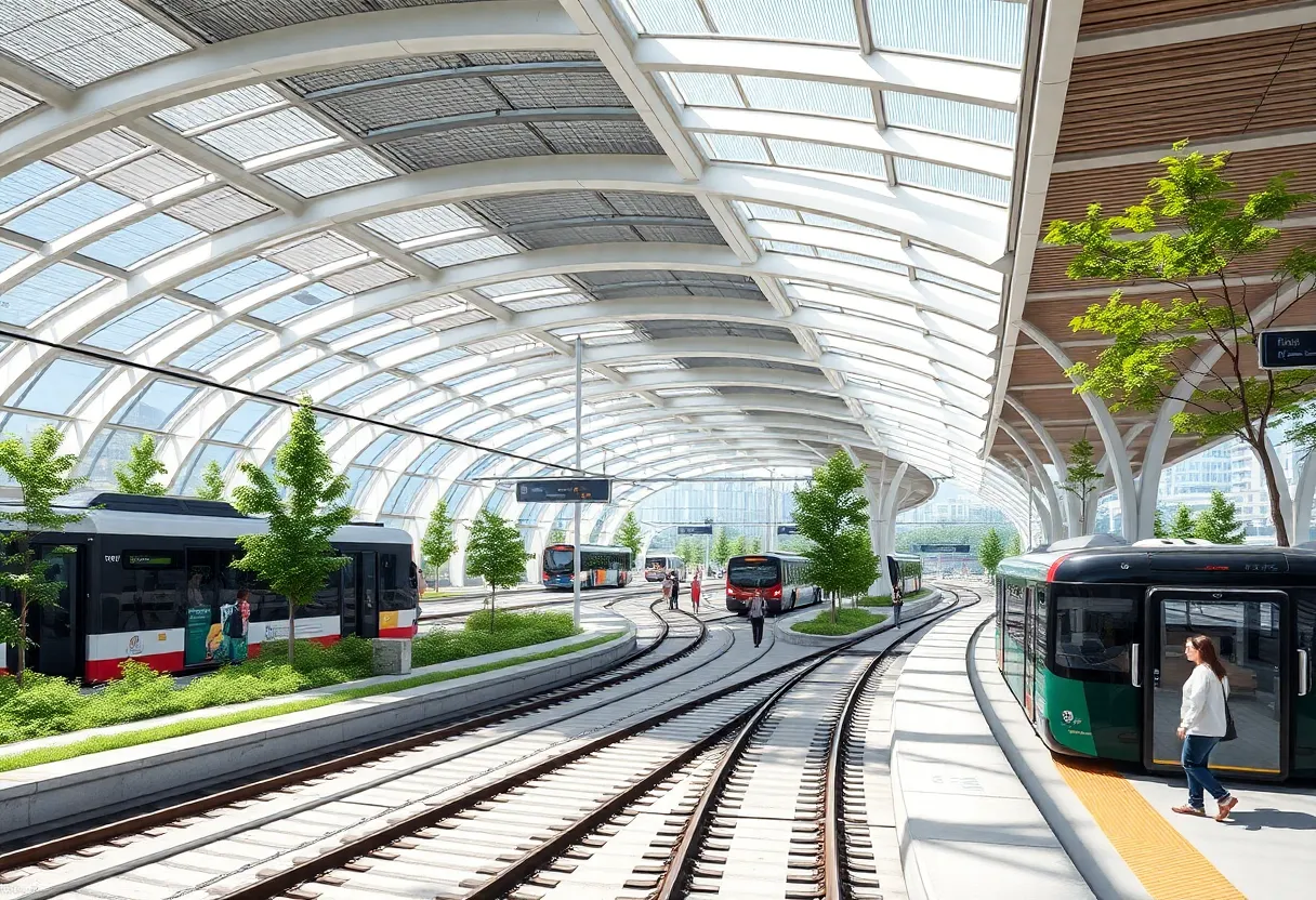 Conceptual image of the new transit hub in Detroit