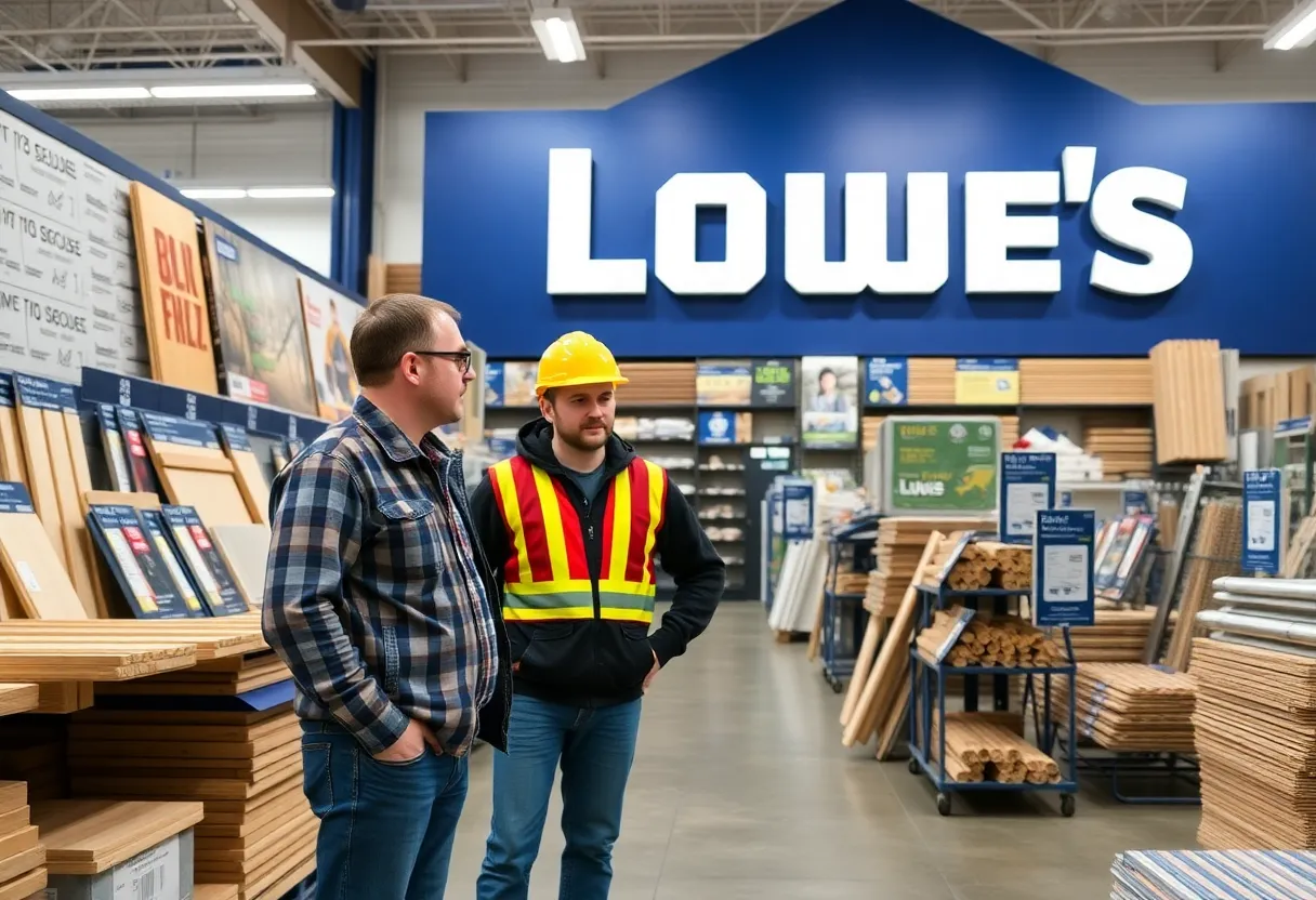 Interior of Lowe's store with various building supplies