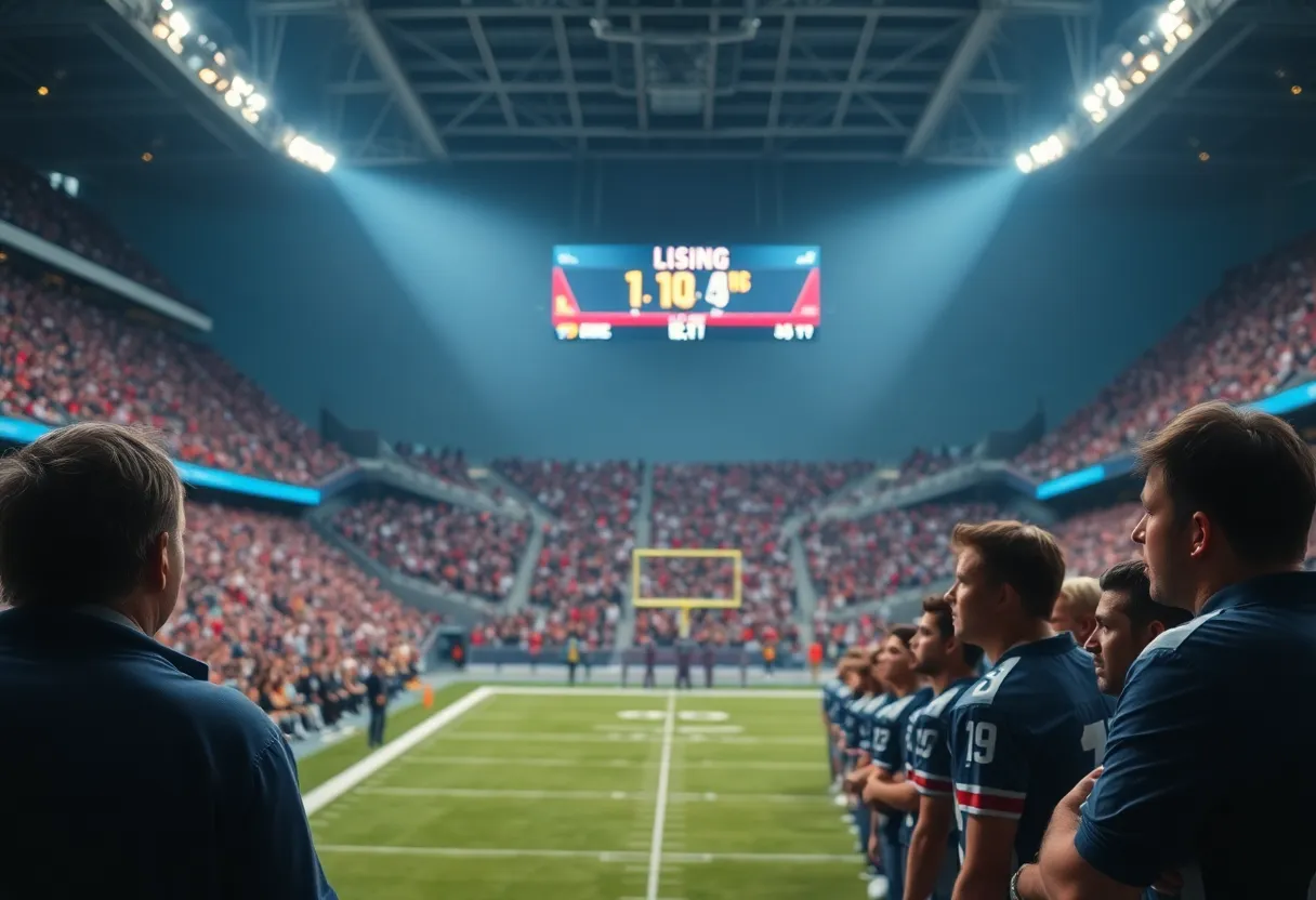 Fans show anxious expressions during a Michigan State football game.