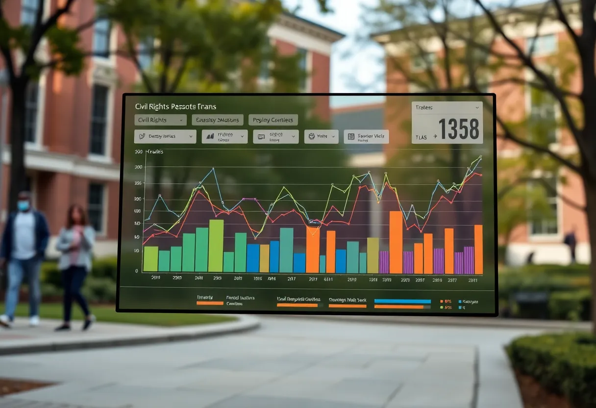Screenshot of Michigan State University's Civil Rights Data Dashboard showcasing data insights.