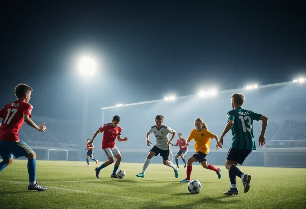 Plymouth High School boys soccer team playing a match