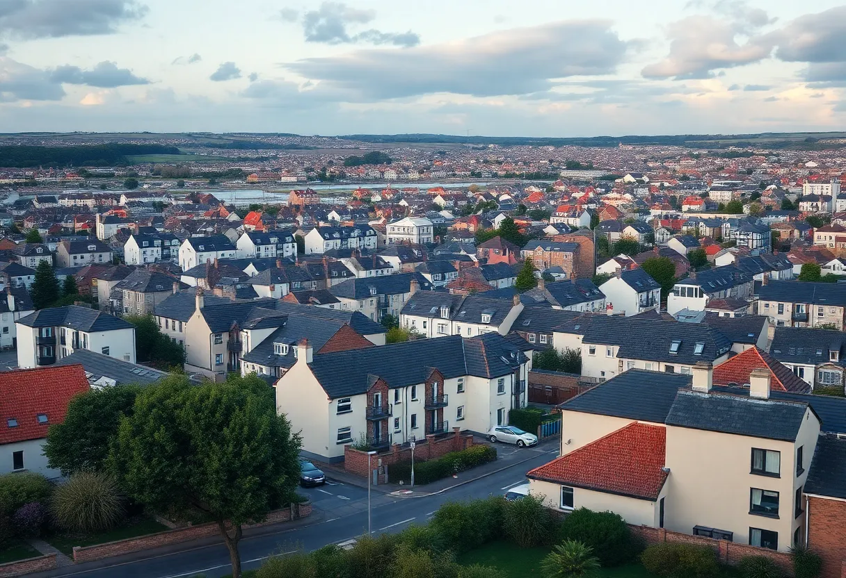 Urban development in Plymouth with new homes