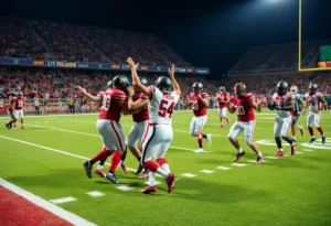 Plymouth Wildcats team celebrating their win on the football field.