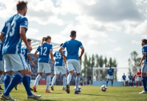 Soccer players from Plymouth Wildcats and Glenn Rockets ready for the game
