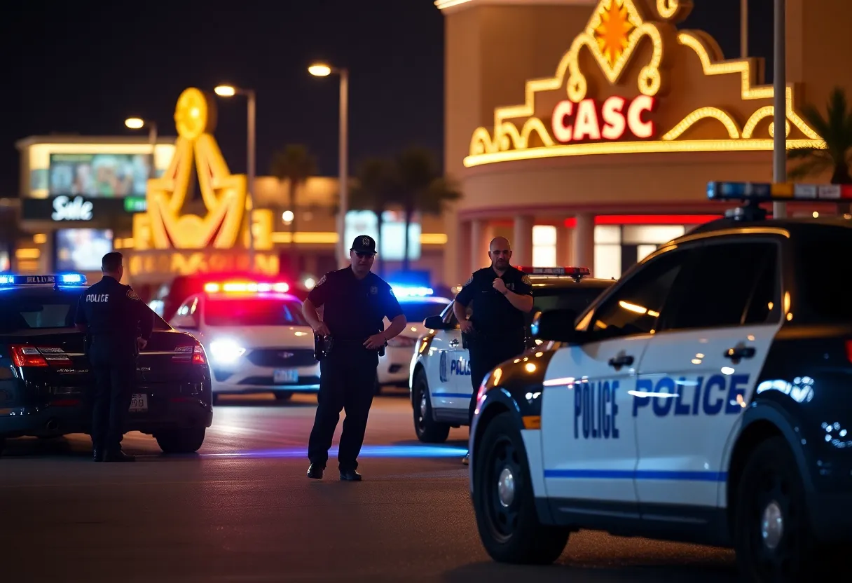 Officers conducting a police operation outside MotorCity Casino in Detroit