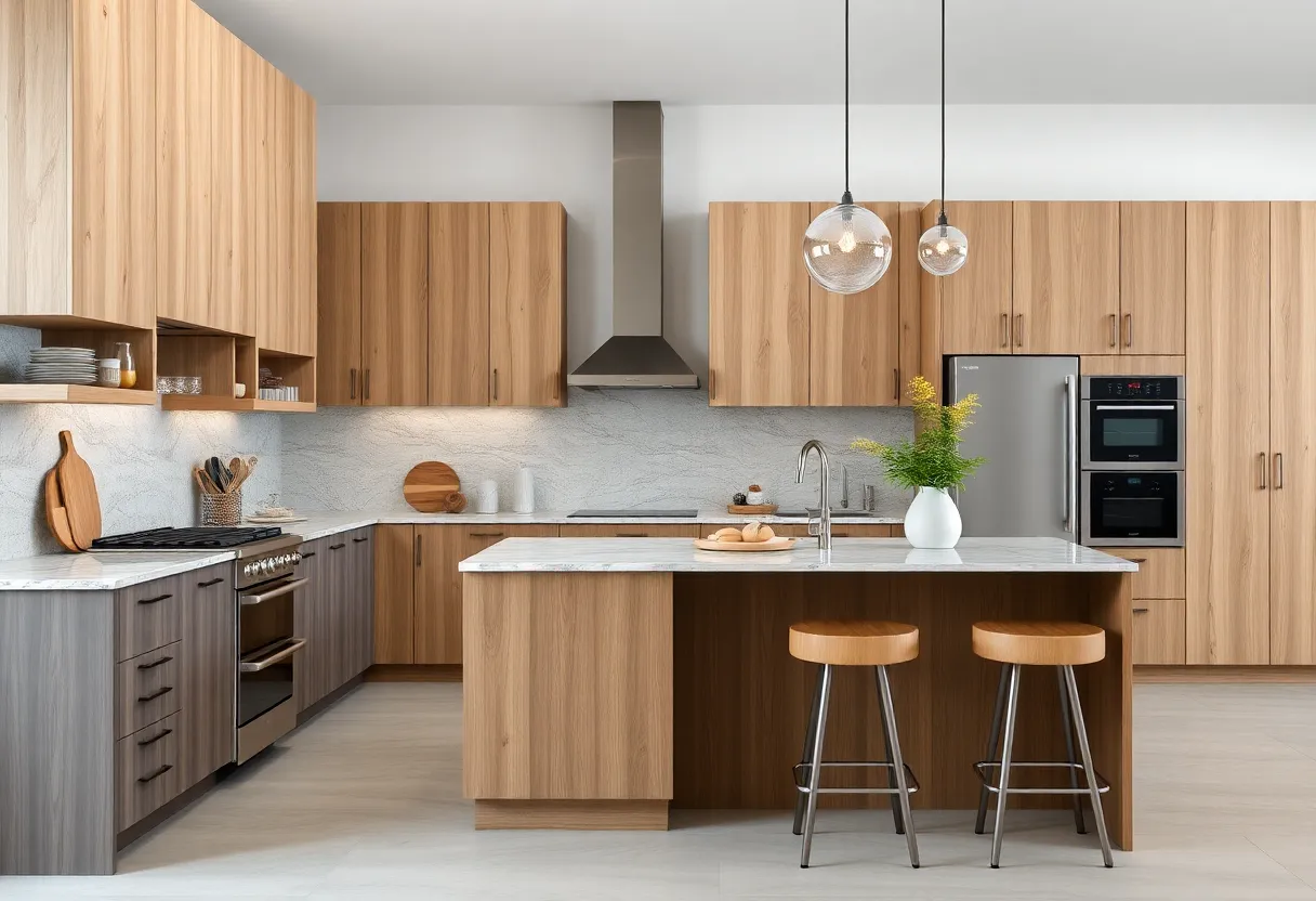 Kitchen renovation showing imported and domestic cabinetry