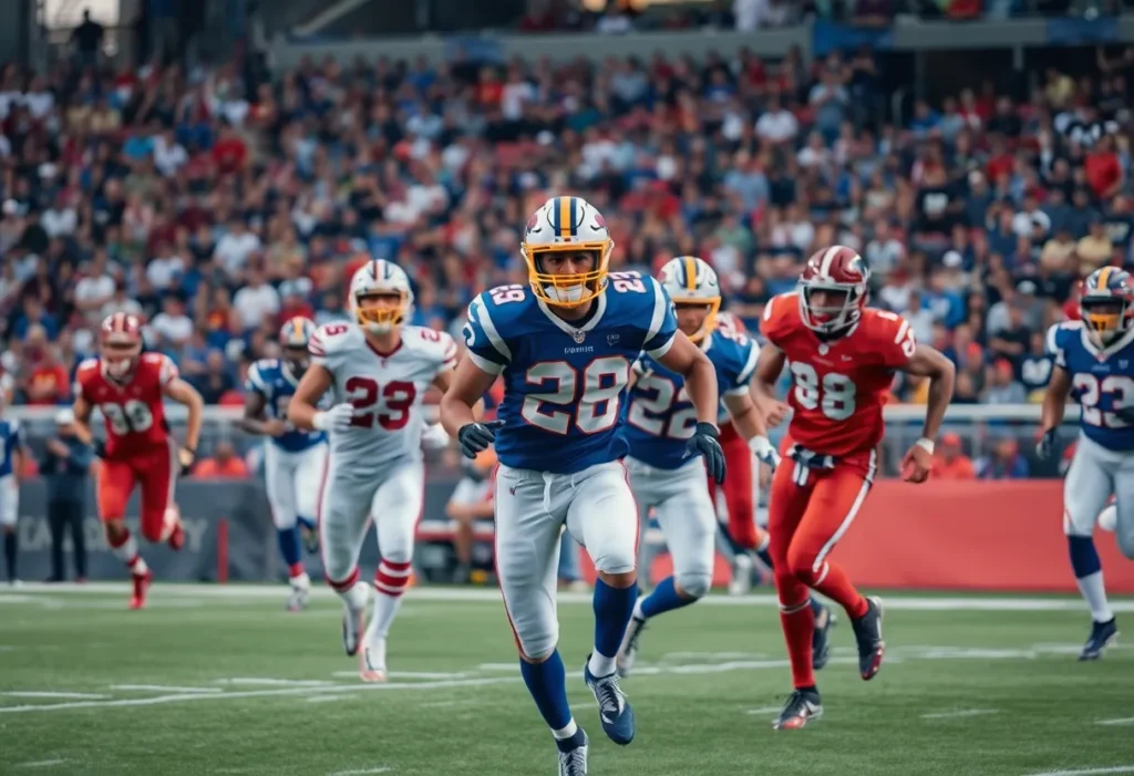 Players from Salem football team in action during a match against Plymouth Wildcats