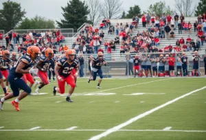 Salem football players celebrating a victory