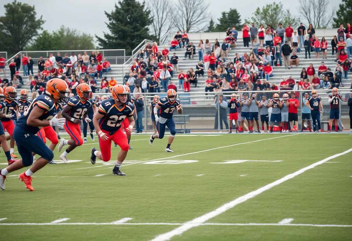 Salem football players celebrating a victory